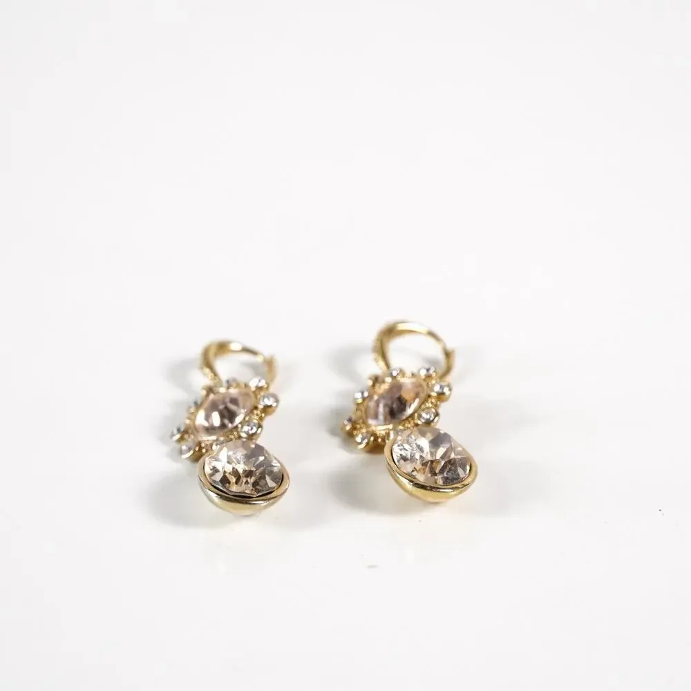 Givenchy Gold Tone Crystal Chandelier Leverback Drop Earrings Elegant Jewelry - Picture 5 of 8